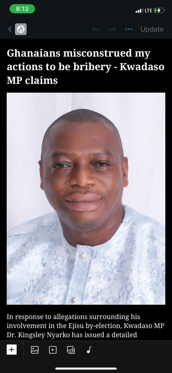 Ghanaians misconstrued my actions to be bribery – Kwadaso MP claims
