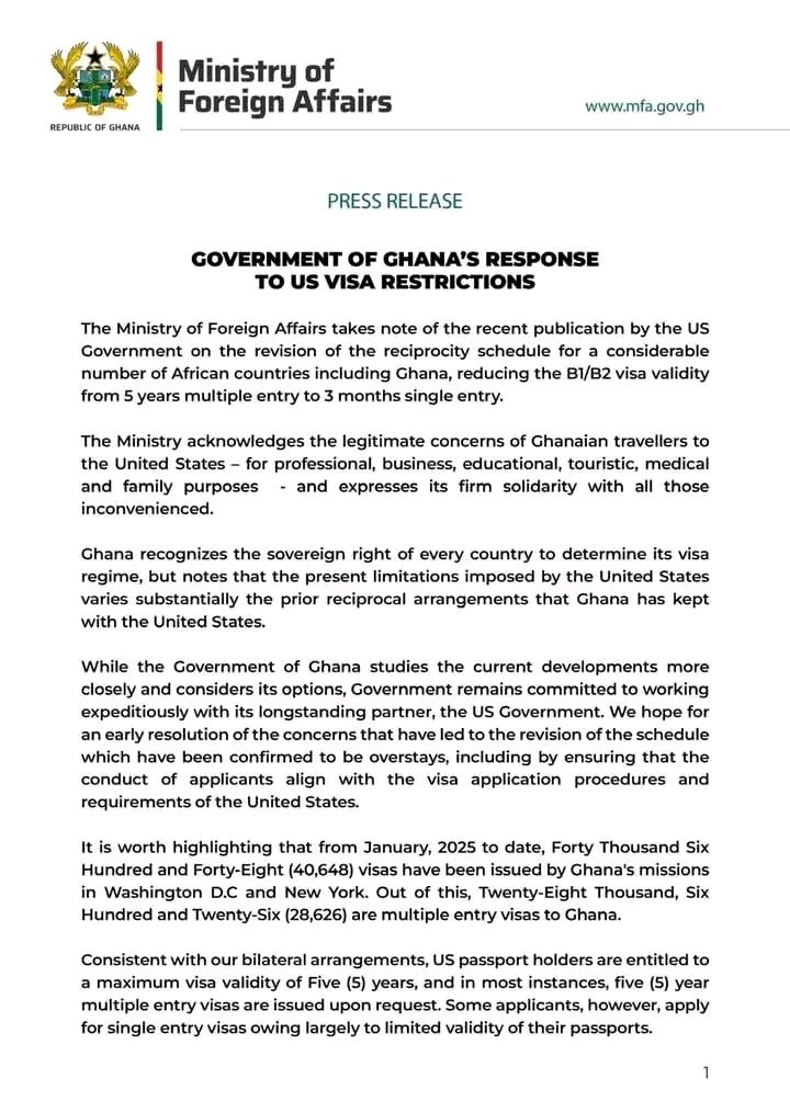 Ghana Responds to New U.S. Visa Restrictions 2 Ghana