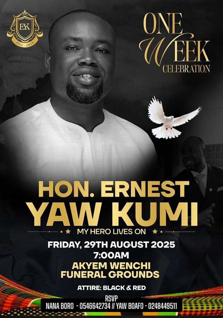 Family Announces One-Week Celebration for Late Akwatia MP Ernest Yaw Kumi