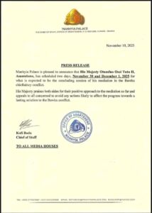 Asantehene Schedules November 30-December 1 for Final Mediation Session in Bawku Chieftaincy Conflict 3 Asantehene Schedules November 30-December 1 for Final Mediation Session in Bawku Chieftaincy Conflict