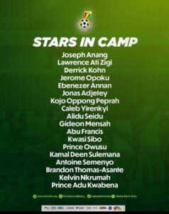 18 Players Arrive in Black Stars Camp Ahead of Japan Friendly on Friday