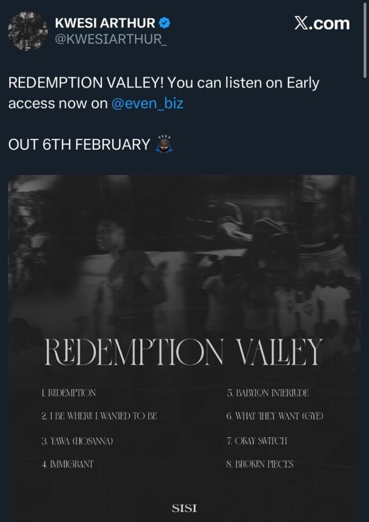 Kwesi Arthur announcement about his EP