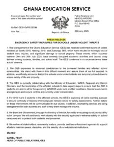 GES suspends three Eastern Region SHSs 