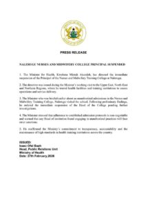 Health minister suspends Nalerugu nursing college principal over unauthorized admissions