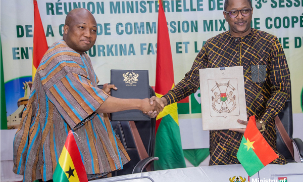 Ghana and Burkina Faso deepen strategic cooperation with seven comprehensive agreements 3 Burkina Faso's Foreign Minister Karamoko Jean Marie Traoré with Ghana's Foreign Affairs Minister, Samuel Okudzeto Ablakwa