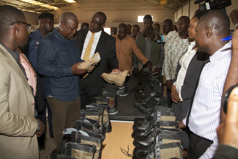 Kumasi  Shoe Factory workers with President John Mahama
