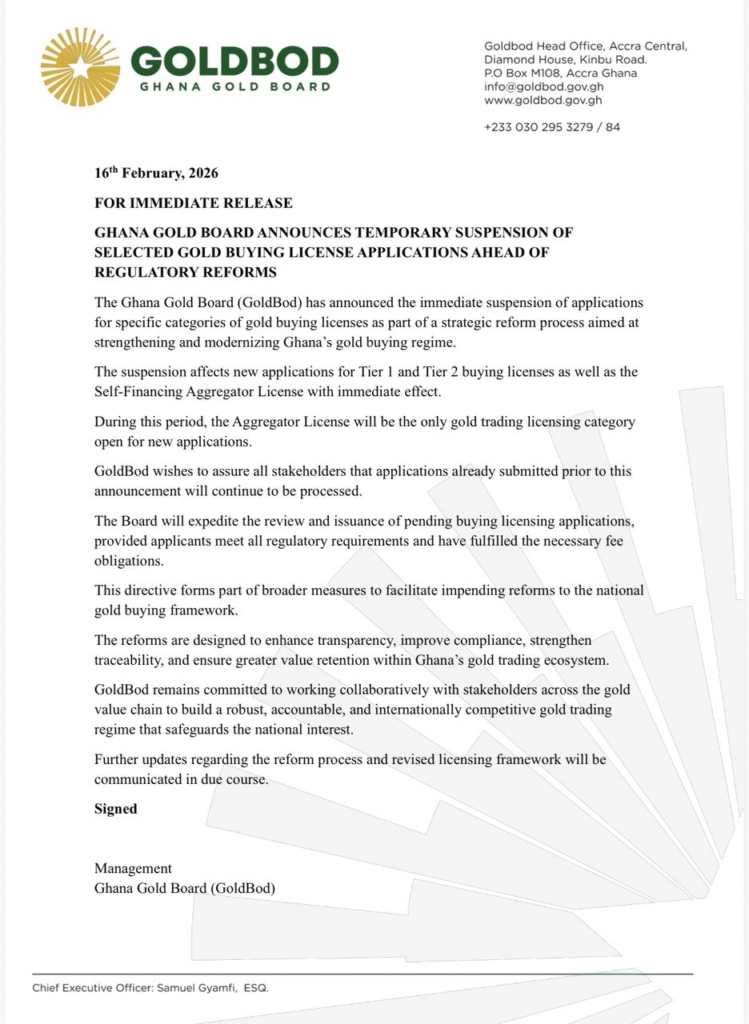 Gold buying licence suspension signals major gold trade reset