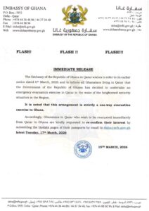 Ghana plans emergency evacuation of citizens in Qatar amid rising Middle East tensions
